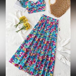 floral skirt and top